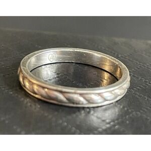 BRIGHTON Stack Ring Silver Tone Band Classic Rope Size 8